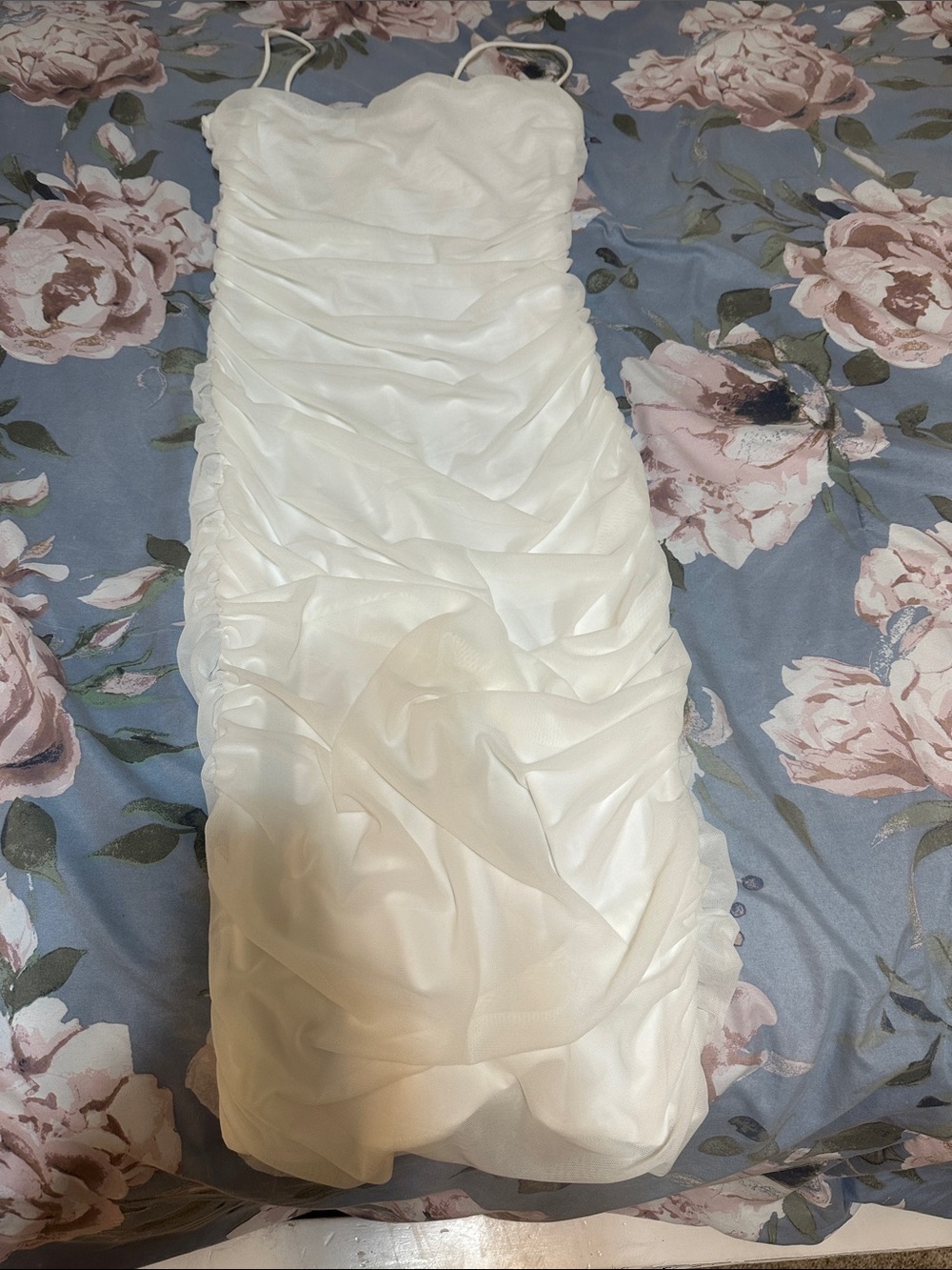 Oh Polly White Ruched Sweetheart Mini Dress